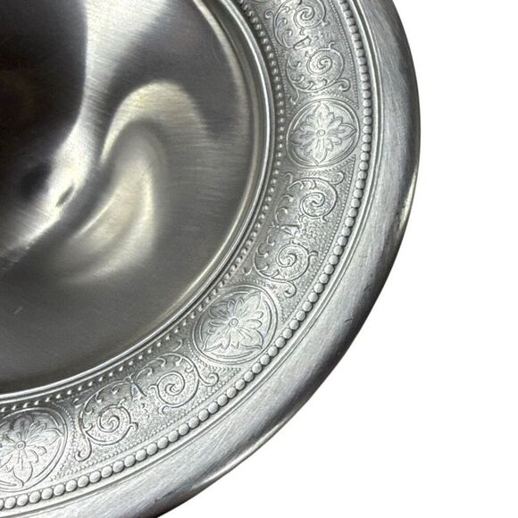 Preisner Silver Pewter Compote Pedestal Candy Nut Dish Floral Etched Design - Picture 2 of 6